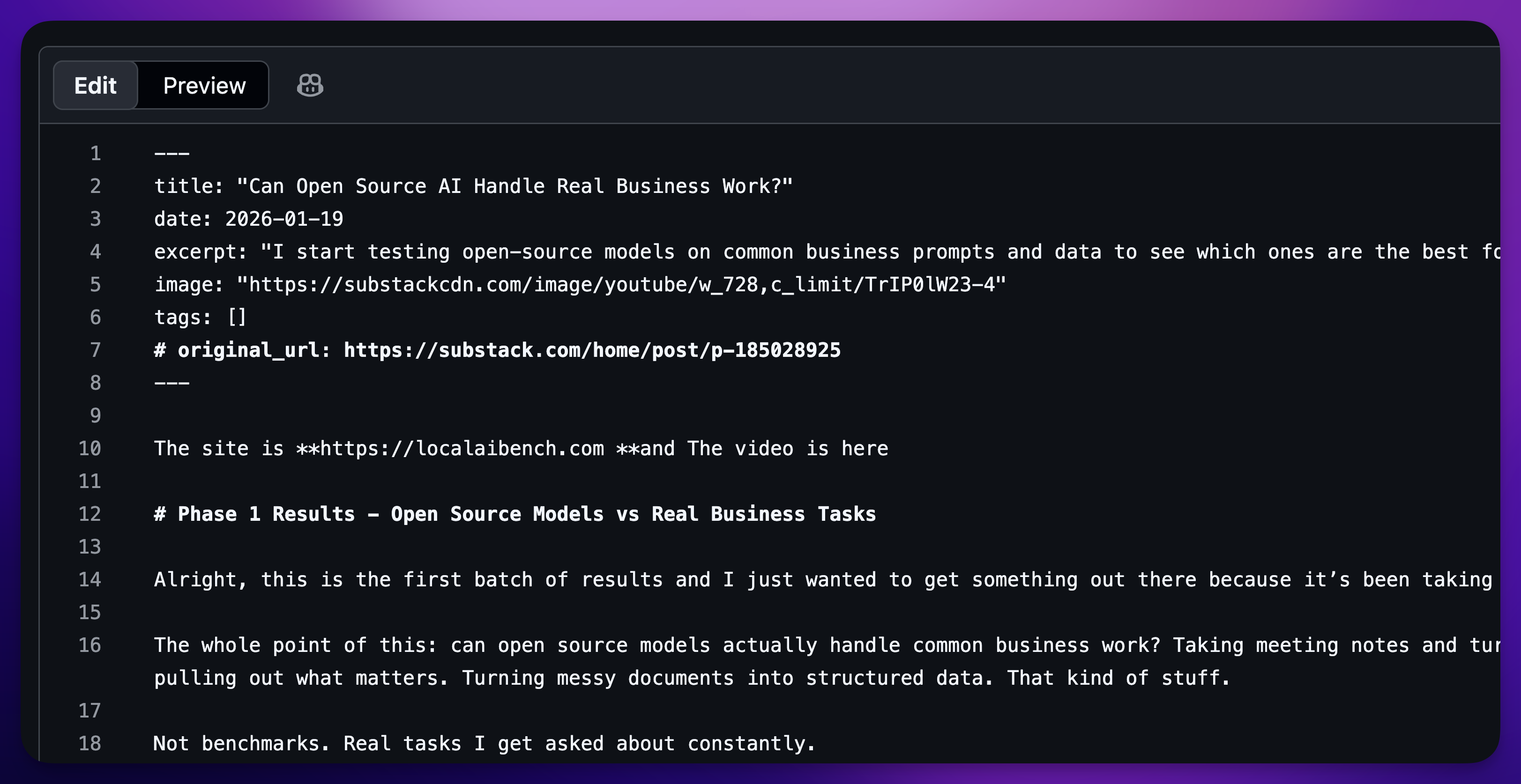 A markdown file with frontmatter