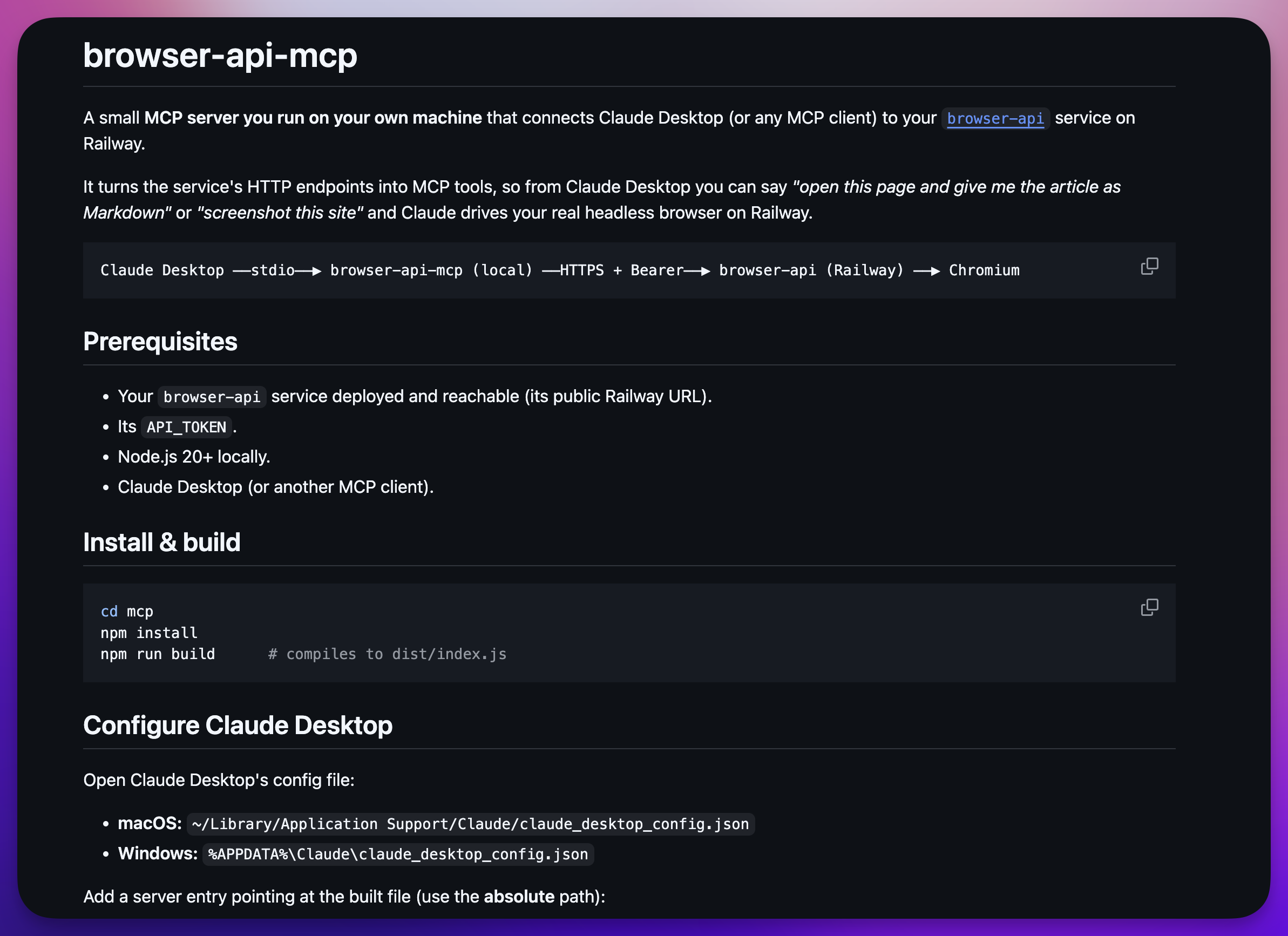 The browser showing up as a single MCP tool that an AI client can call
