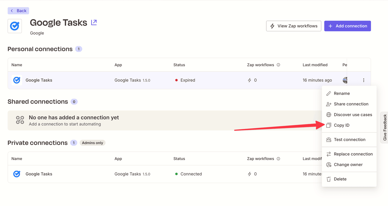 Zapier Connection ID