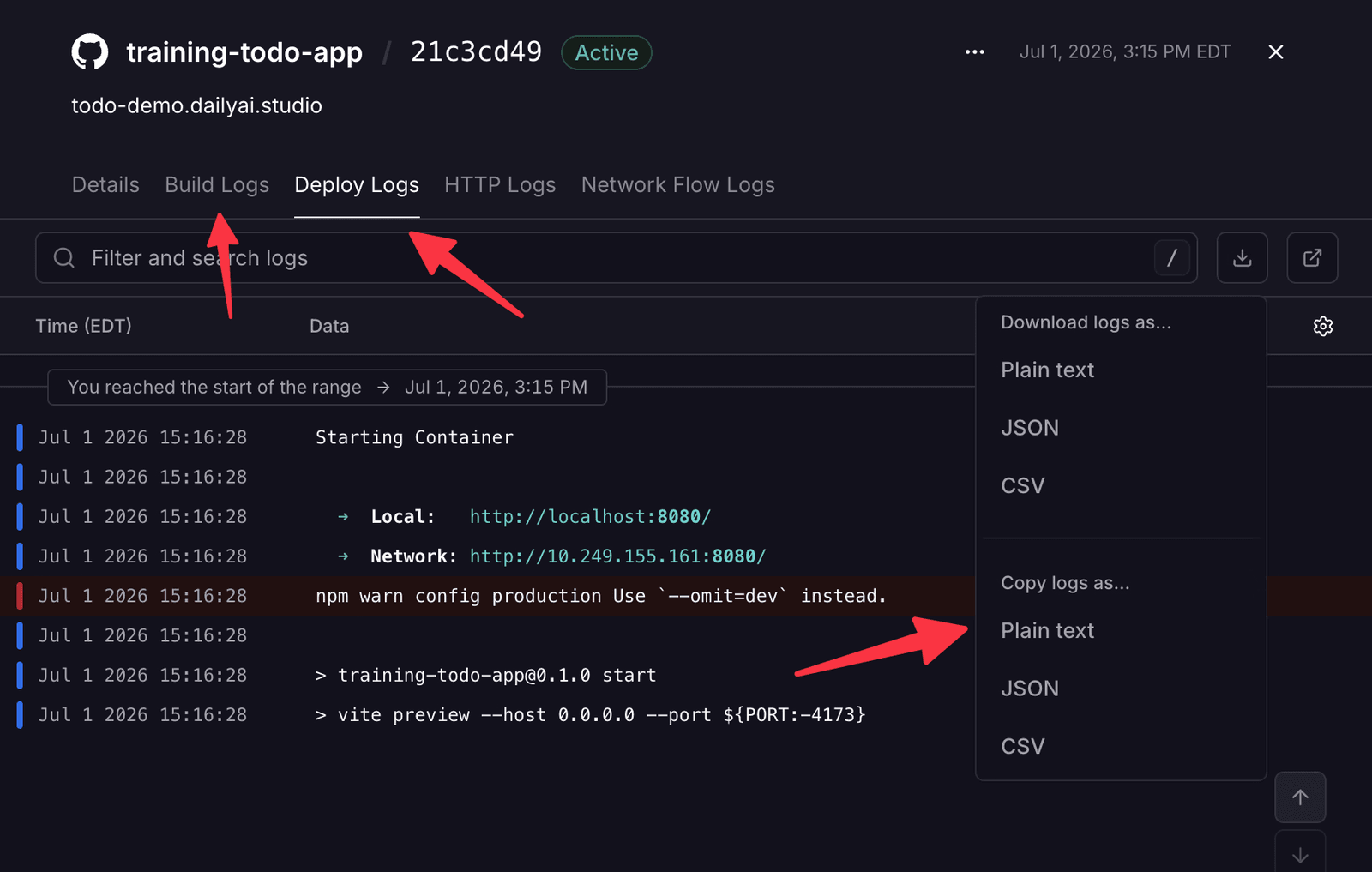 Copy Logs