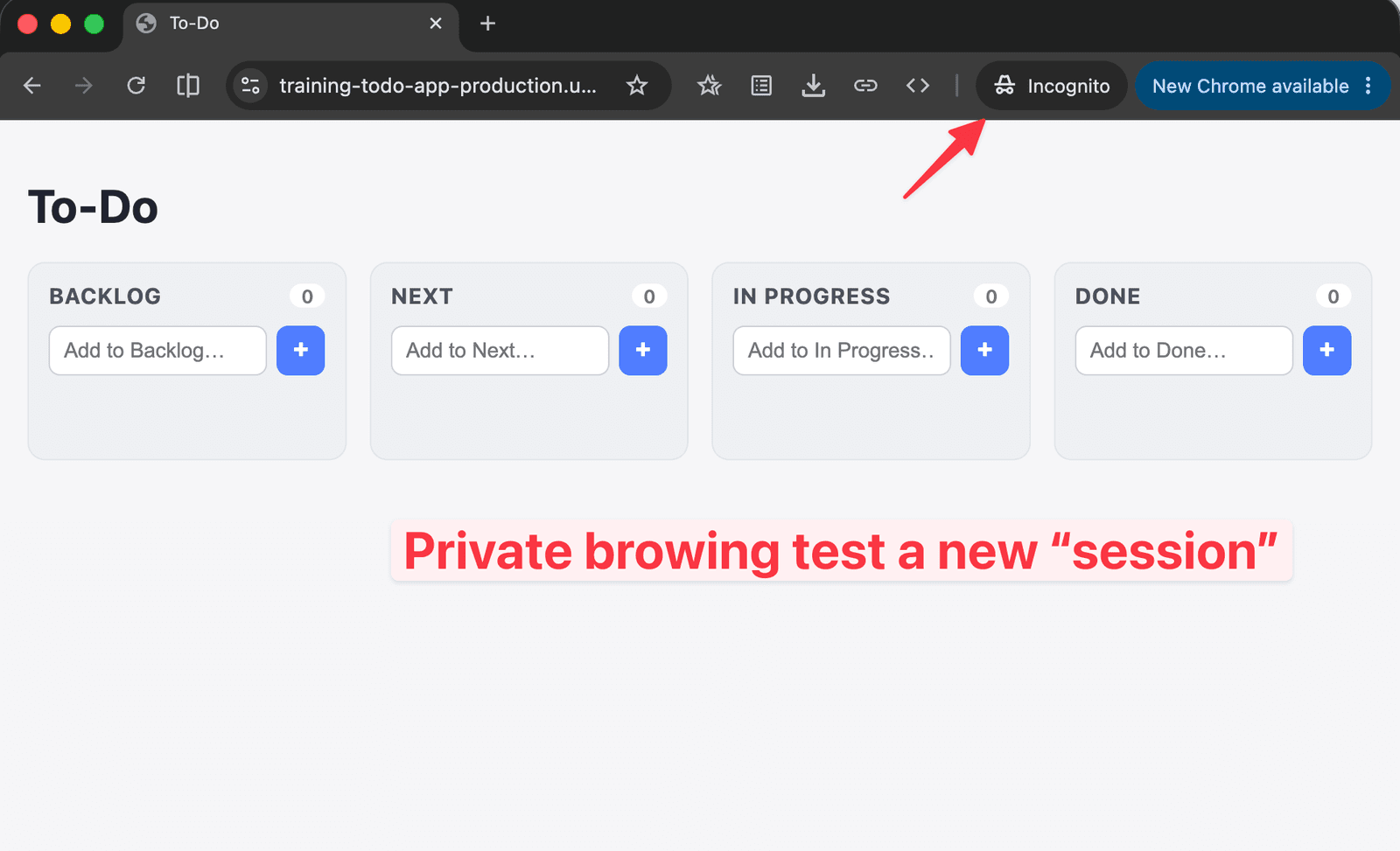 Private window — no todos